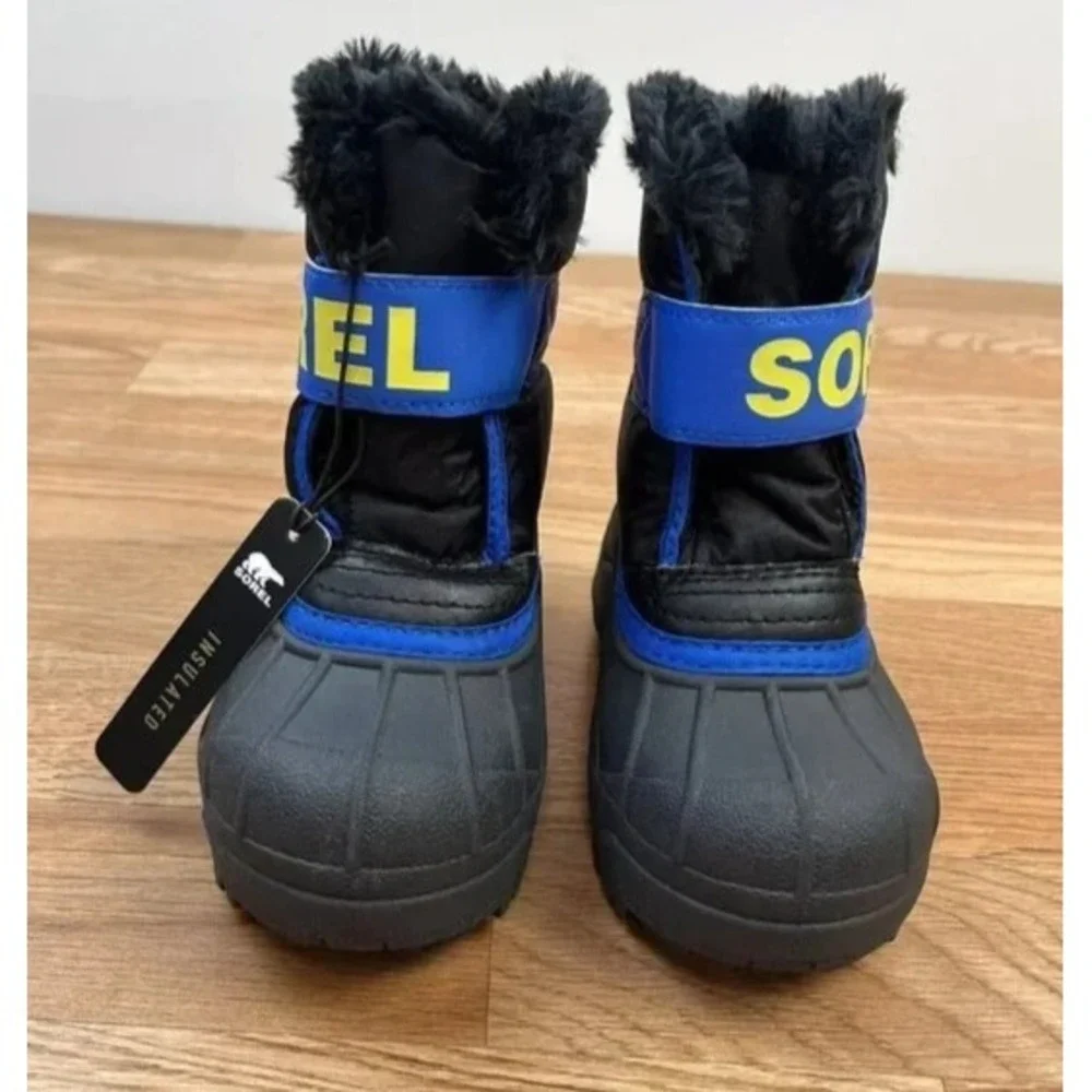 Sorel Childrens Snow Commander Winter Boots Little Kids Size‎ 10 Black/Blue NEW